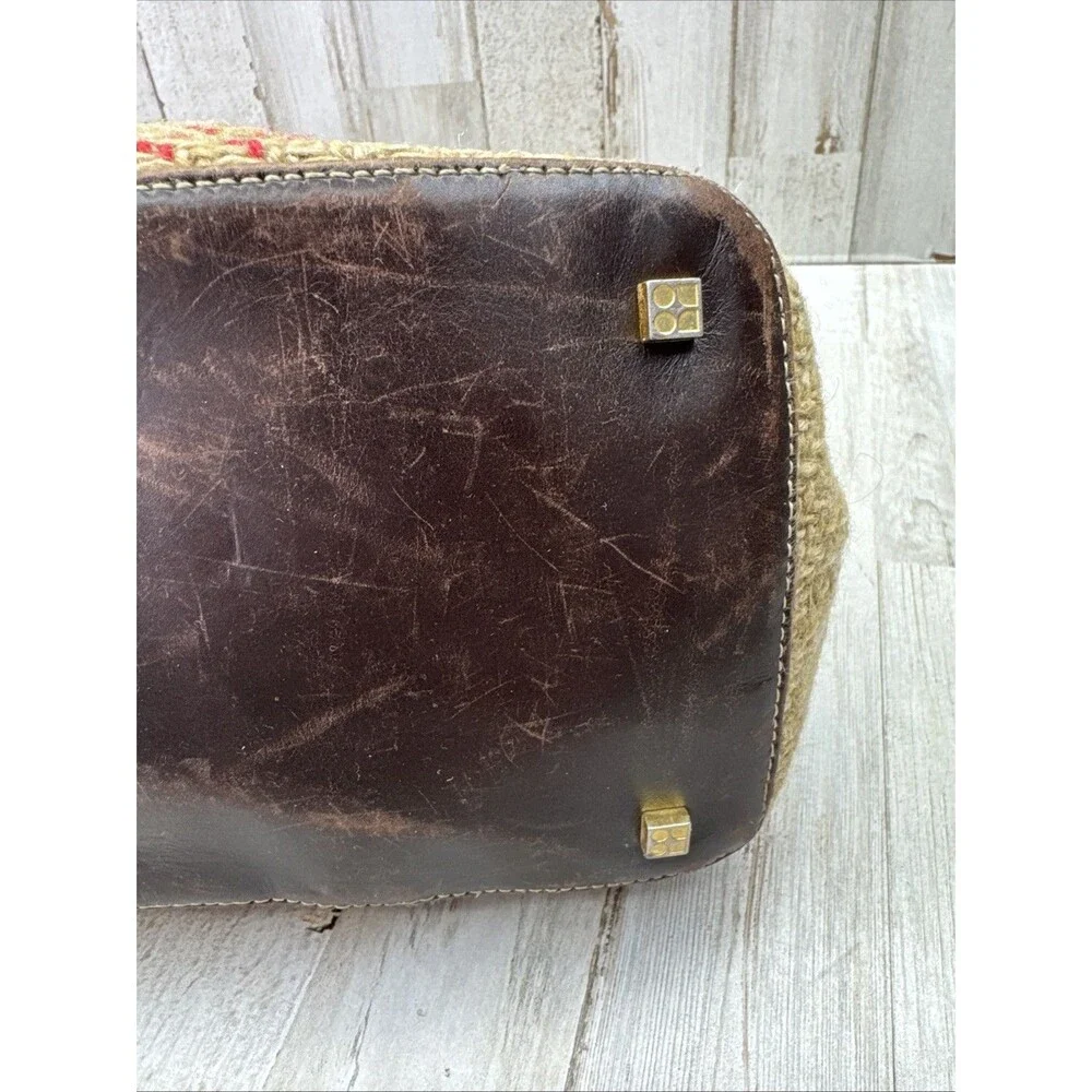 Kate Spade Vintage Tan Plaid Wool & Leather Double Handle Satchel Handbag Purse